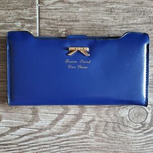 Elegant Forever Friend Blue Women's Wallet with Gold Bow